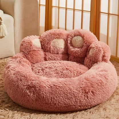 Dog Bed Cat Bed Bear Paw Round Plush Non-Slip – Soft Warm Cuddler Pet Mattress for Puppy, Small, Medium & Large Dogs and Cats