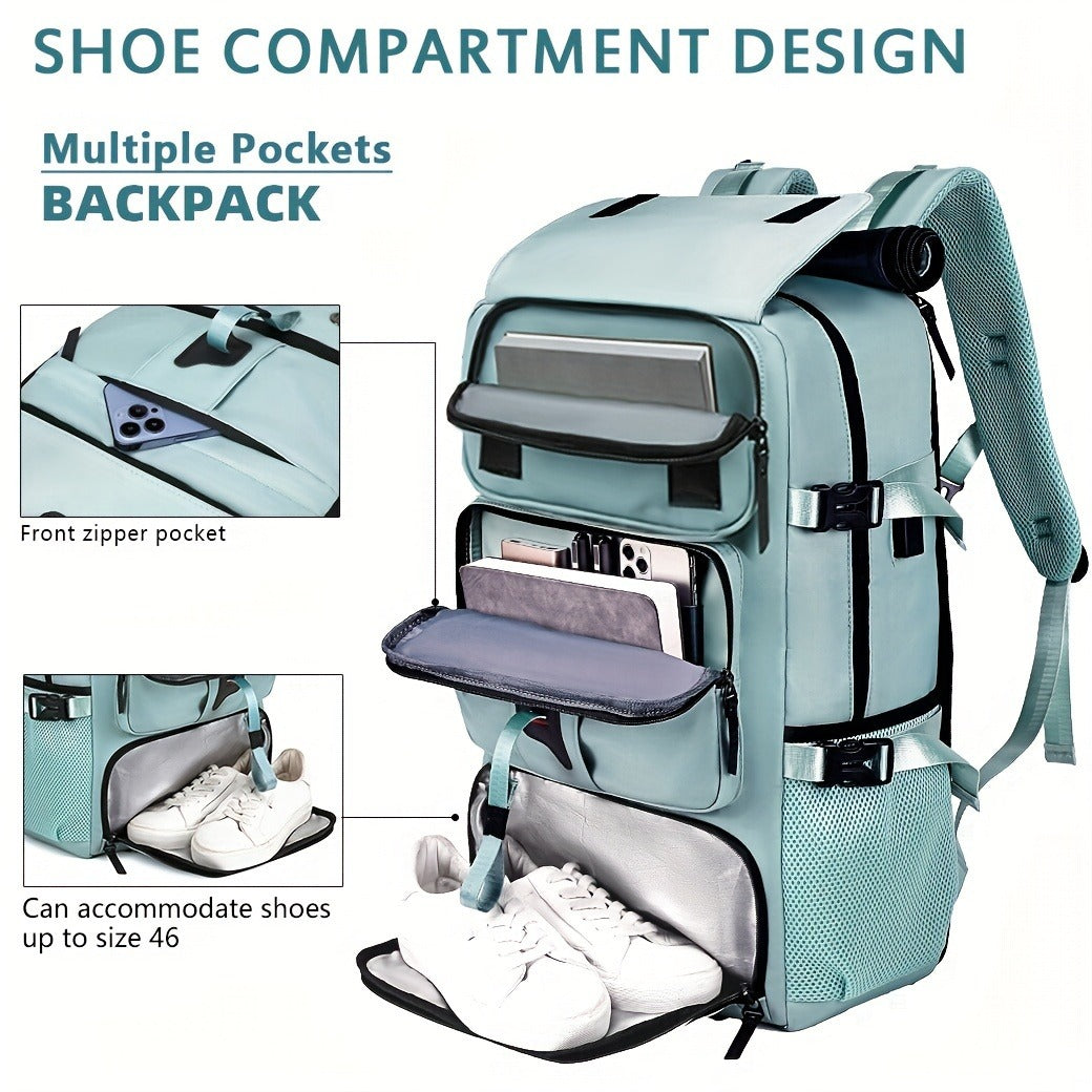 Laptop Backpack with Shoe Compartment, USB Port and Large Travel Storage in Eight Colors for Daily Use