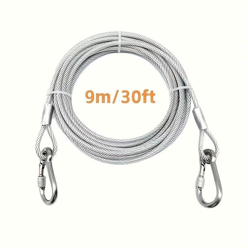 Stainless Steel Dog Leash Reflective Rust-Resistant Heavy Duty Cable Tie-Out for Medium Large Dogs Outdoor Yard Camping 3XL 4XL