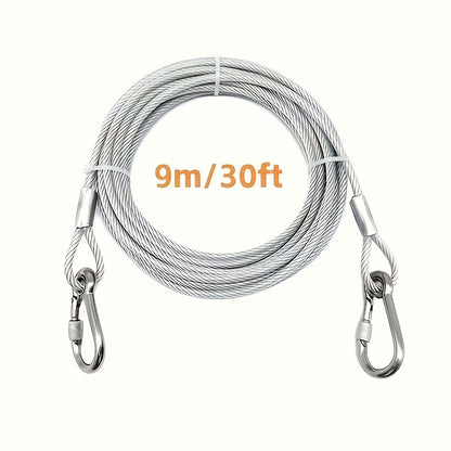 Stainless Steel Dog Leash Reflective Rust-Resistant Heavy Duty Cable Tie-Out for Medium Large Dogs Outdoor Yard Camping 3XL 4XL