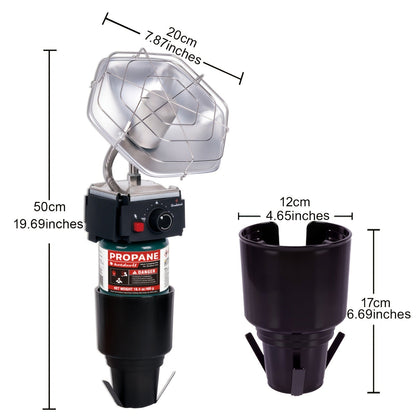 Golf Cart Heater 8520 BTU Portable Propane Catalytic Burner with Cup Holder Mount, Pulse Ignition
