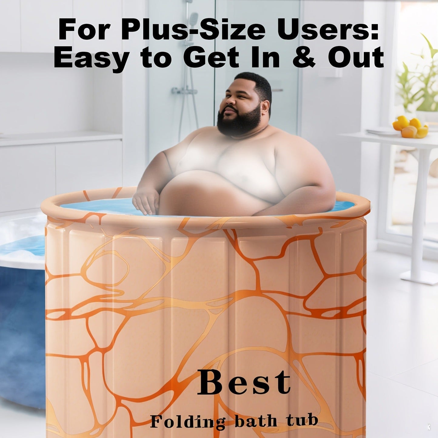 Foldable Bathtub 130 Gallon XL Deep Soak Tub for Adults, Ice Bath & Hot Spa, Indoor Outdoor, One-Piece Fold-Flat Design 31.5"x31.5"x26"