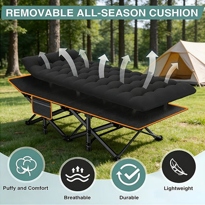Heavy Duty Folding Bed 500 600 700 LBS Capacity Extra Large Portable Camping Cot Guest Bed with Optional Mattress Sturdy Steel Frame Flip-Up
