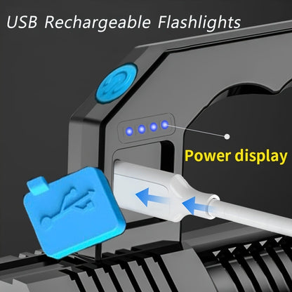 Flashlight 6-Pack Rechargeable Hand Torch Set with Main Beam, COB Side Light and Power Display