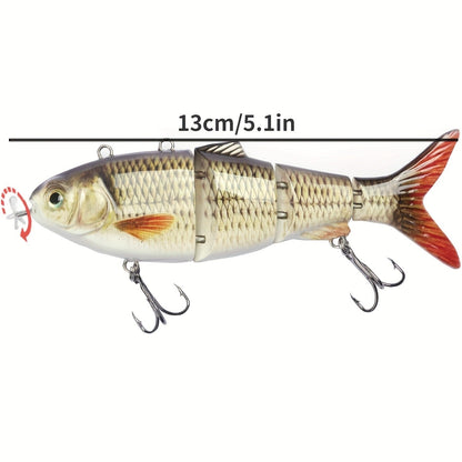 Electric Robotic Swimbait with USB Rechargeable LED Light – Multi-Jointed Wobbler Swimming Fishing Bait, Realistic Robot Fish Lure for Bass