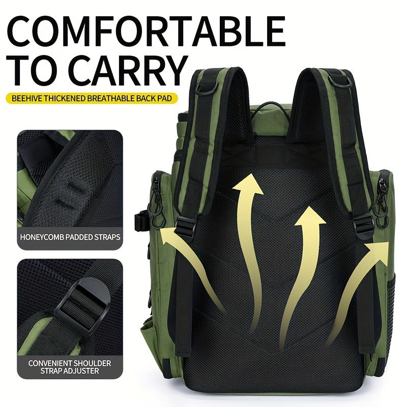 Fishing Backpack with Rod Holder 45L – Large Capacity Outdoor Tackle Bag, Waterproof Travel Shoulder Pack for Fishing Camping Hiking