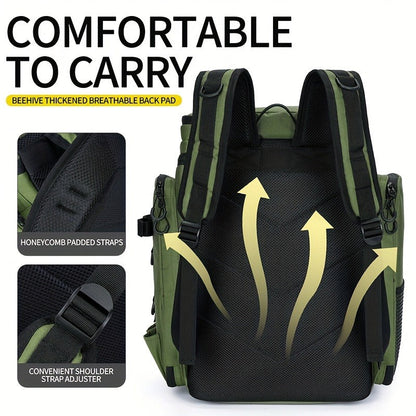 Fishing Backpack with Rod Holder 45L – Large Capacity Outdoor Tackle Bag, Waterproof Travel Shoulder Pack for Fishing Camping Hiking