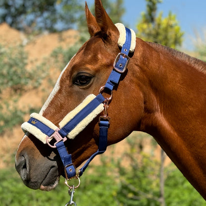 Horse Halter with Detachable Faux Fur Band & Glossy Buckle – Adjustable Head Collar for Horses, Available in 15 Colors & 3 Sizes FULL COB