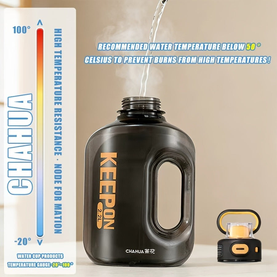 Large Sports Water Bottle with Straw Lid Handle 1500ml 2200ml Leak-Proof Lockable Food-Grade PP PC Hydration Bottle for Gym Fitness Hiking