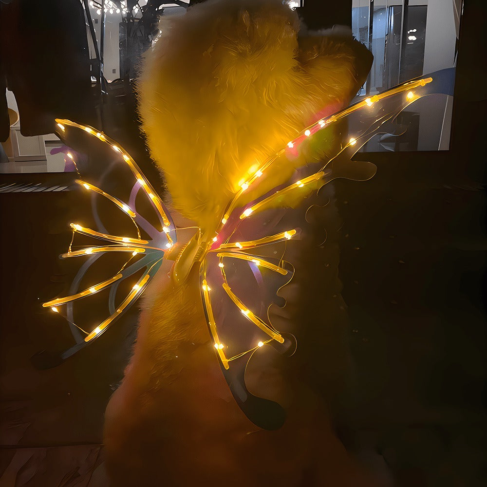 LED Light-Up Butterfly Angel Wings Costume for Dogs, Girls & Women – Multi-Color Illuminated Wings for Halloween, Christmas, Carnival