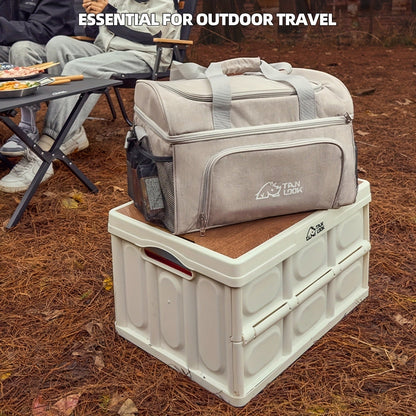 Insulated Picnic Basket Foldable Wicker with Cooler Box – Large Capacity Thermal Lunch Carrier Bag for Outdoor Camping, Beach & Picnics