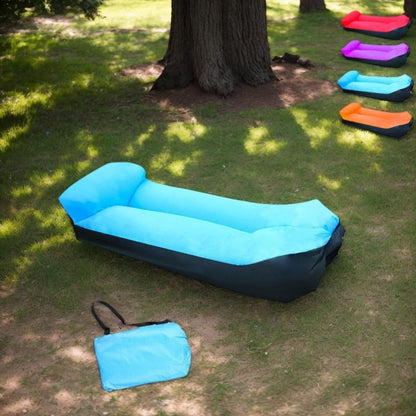 Two-Tone Inflatable Air Lounger with Storage Bag in Red, Blue or Purple with Black Base Options