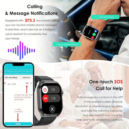 Smart Watch 2.04-Inch AMOLED Display with Bluetooth 5.3 Calling, 530mAh Battery and Six Strap Options