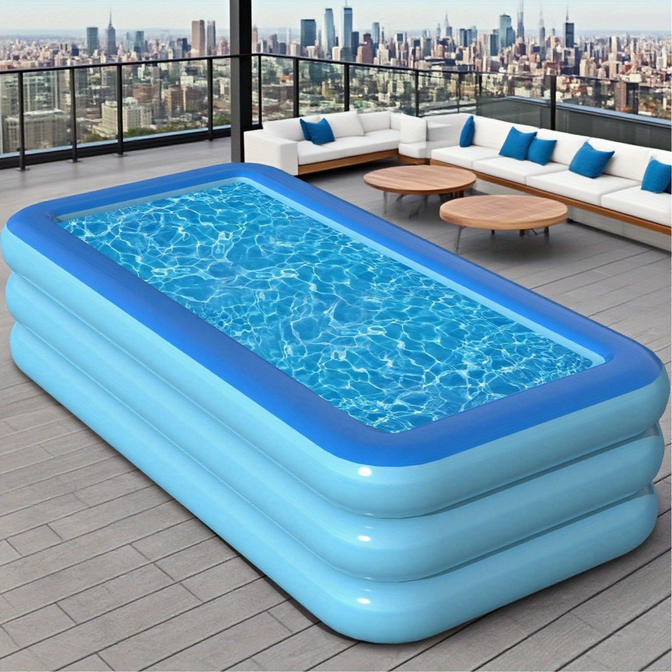 Inflatable Pool XL Extra Large Backyard Swimming Pool 3-Chamber Thick PVC Family Pool for Adults Kids Summer Outdoor Fun Multiple Sizes