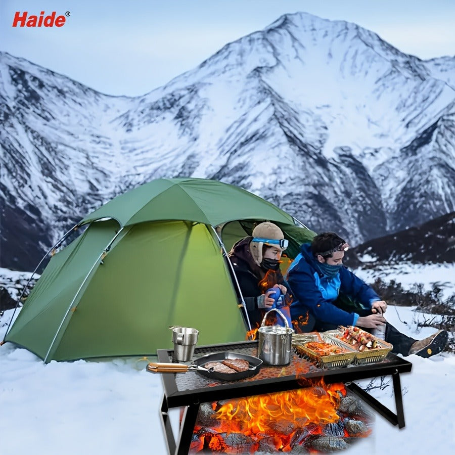 Portable Camping Bonfire Grill with Storage Bag – Heavy Duty Iron Barbecue Rack for Outdoor Picnic, RV Party & Firewood Heating