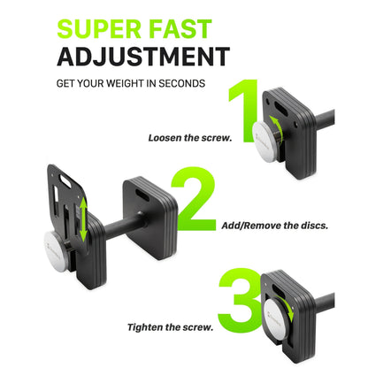 Quick-Lock Adjustable Dumbbell Set 10–80LB – 5LB Increments Square Weight Plates for Home Gym Fitness, Compatible Longer Screws & Add-On