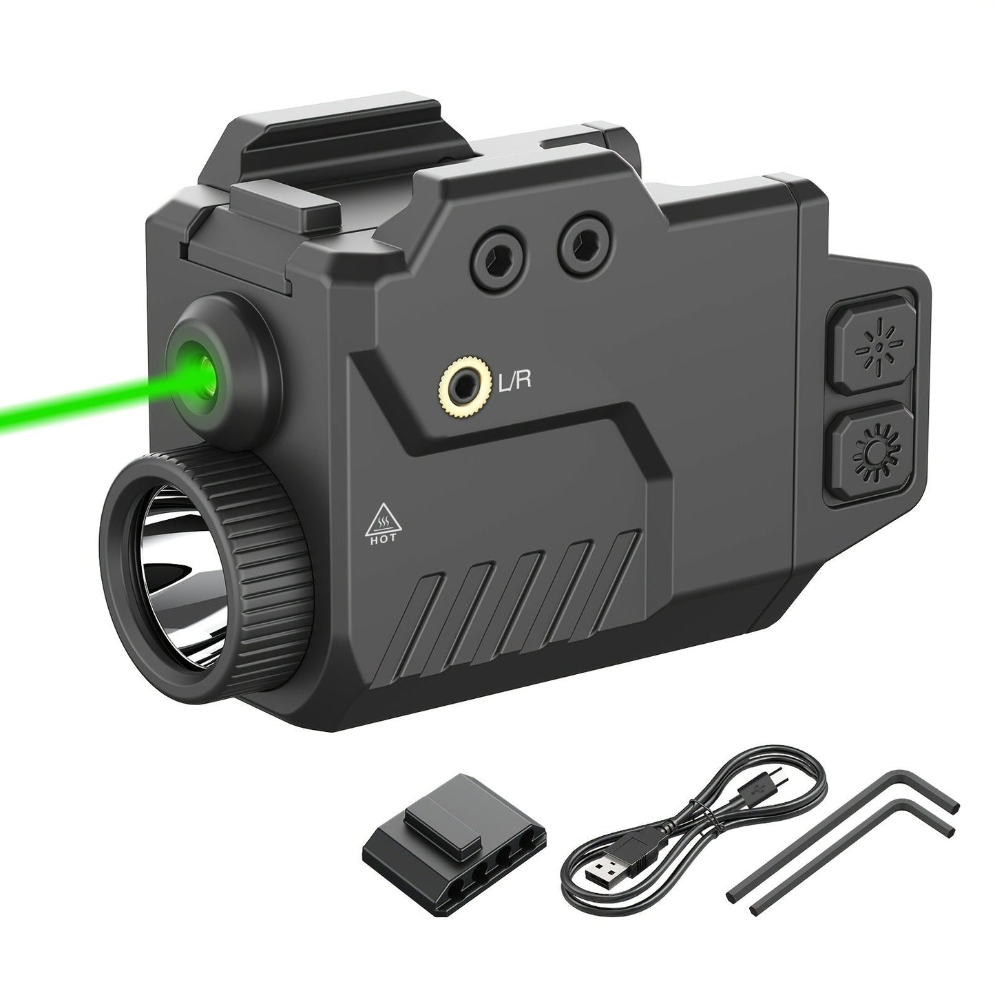 Tactical Flashlight with Laser Sight – 750 Lumen Pistol Light, Red/Green/Blue Laser, Strobe & Memory Mode