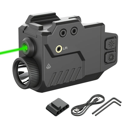Tactical Flashlight with Laser Sight – 750 Lumen Pistol Light, Red/Green/Blue Laser, Strobe & Memory Mode