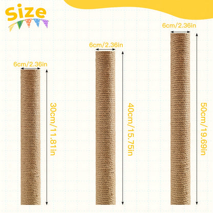 Multi-Level Sisal Cat Scratching Post 4-in-1 with 6 Wooden Balls 2 Hanging Balls & 2 Feather Teaser Toys – Premium Thickened Sisal Anti-Slip