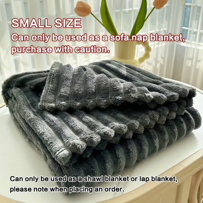 Fleece Blanket Double-Sided 3D Faux Rabbit Fur Throw – Ultra-Soft Thick 300-350g/m² for Home, Office, Travel & Camping