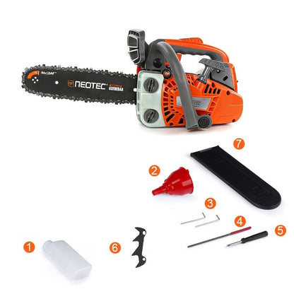 25.4CC 12-Inch Top-Handle Gas Chainsaw with Two-Stroke Engine and Pictured Accessory Group