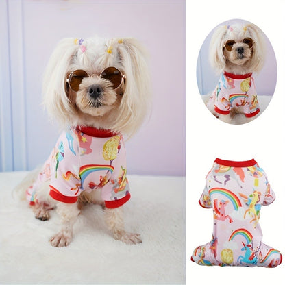 Puppy Clothes Set 4pcs Dog Cat Pajamas Onesie for Small Breeds Boys Girls, Spring Summer Shirts for Chihuahua Yorkshire Terrier Cats