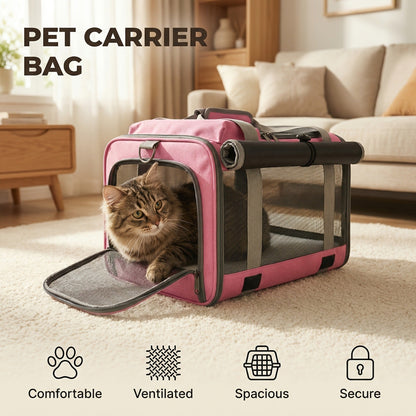 Soft-Sided Mesh-Panel Pet Carrier with Privacy Cover and Nine Color or Accessory Bundle Options