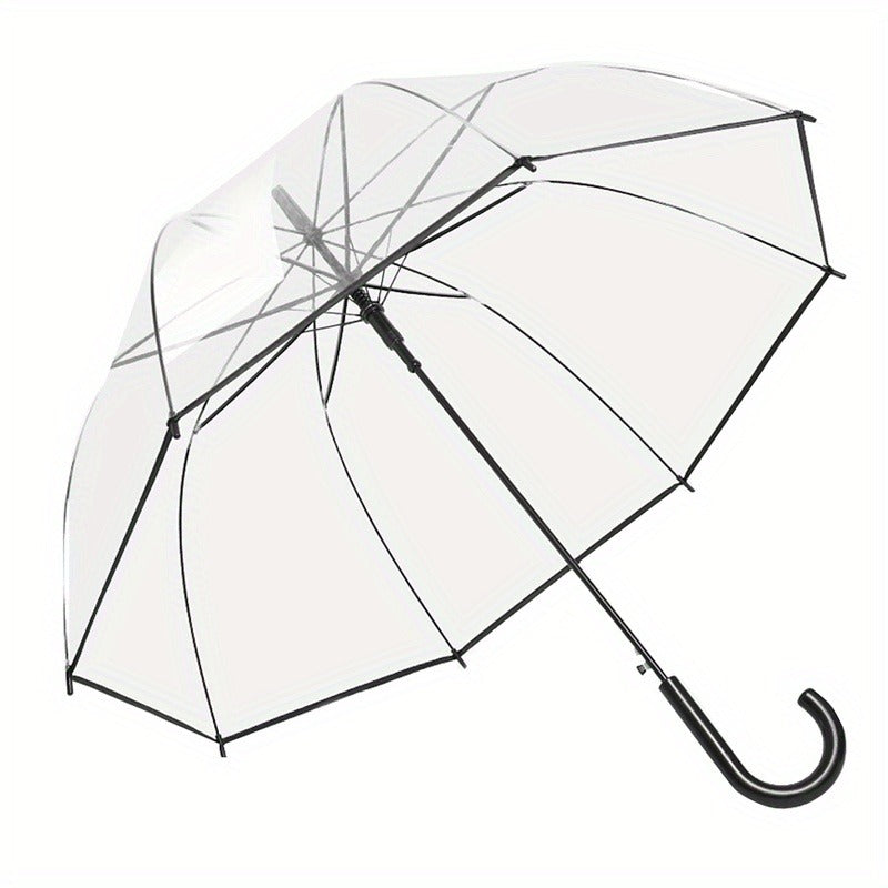 Clear Dome Bubble Umbrella 2 Pack Windproof Rainproof Auto Open 47 Inch Wide Canopy 8-Rib PVC Transparent Umbrella for Weddings Proms