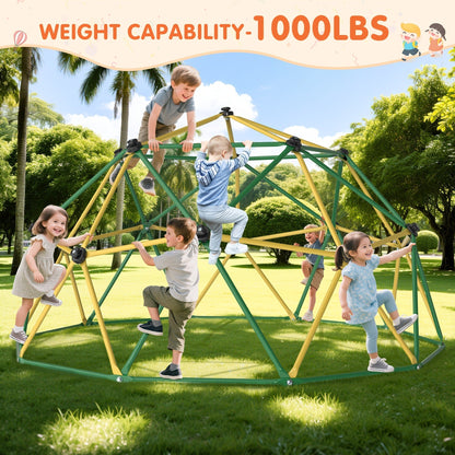 10FT Kids Climbing Dome with Hammock Swing Disc Swing Backyard Jungle Gym Steel Frame Outdoor Play Equipment 1000 LBS Capacity Gift for Boys