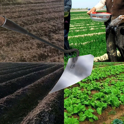 Garden Cultivator Manganese Steel Hand Plough Thickened Triangular Hoe for Plowing, Soil Loosening