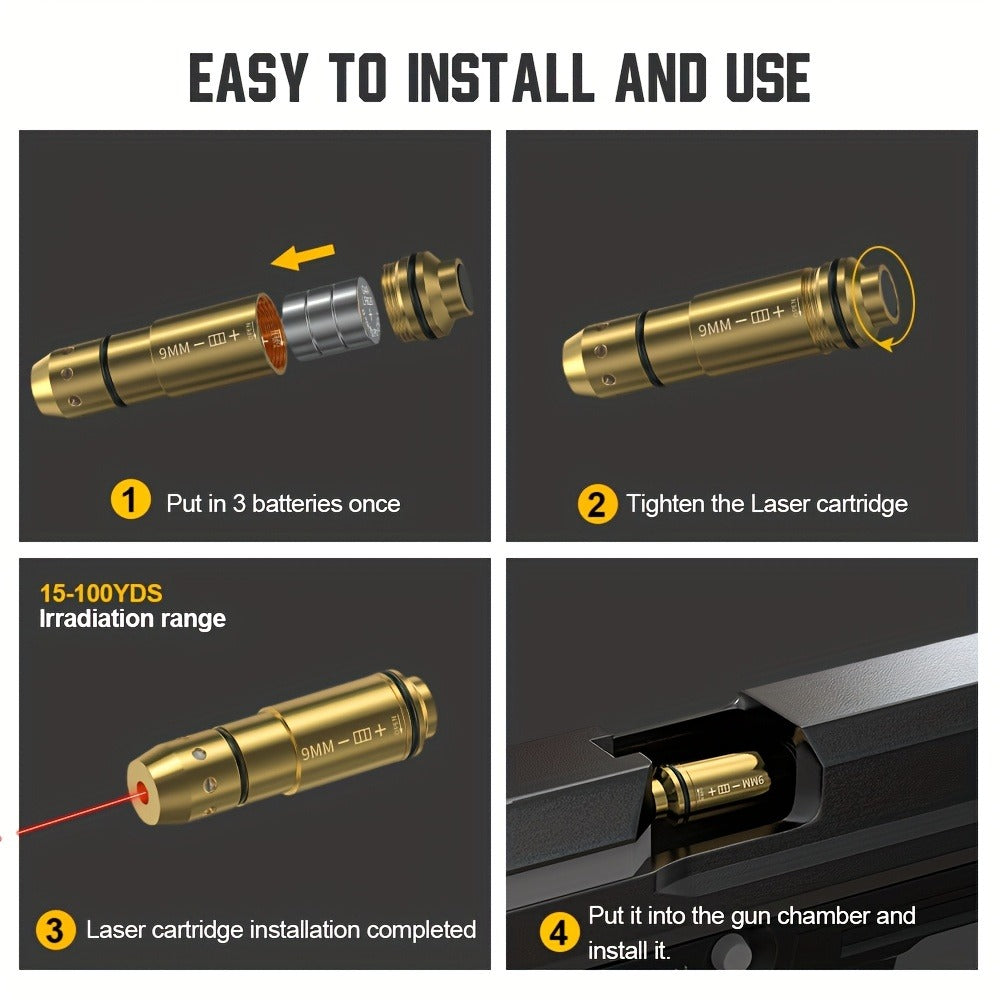 Dry Fire Laser Training Cartridge Multi-Caliber – 9mm 45ACP 223Rem 380ACP 357Sig 308Win 12GA 40Cal 6.5mm 7.62x39 | H59 Brass | Class IIIA