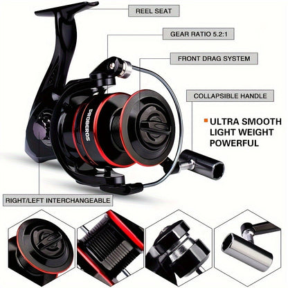 Carbon Fiber Fishing Rod & Spinning Reel Combo – Ultralight Fast Action Rod with Long Cast Spinning Wheel