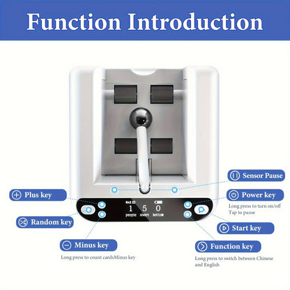 Rechargeable 360-Degree Automatic Card Dealer with Double-Layer Deck Tray, 5000mAh Battery and Black or White Finish