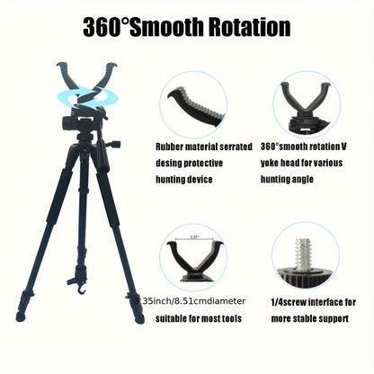 Adjustable V-Shape Shooting Tripod Stand 21-59 Inch, Heavy Duty Rifle Gun Rest Tripod for Outdoor Hunting Shooting Practice Photography