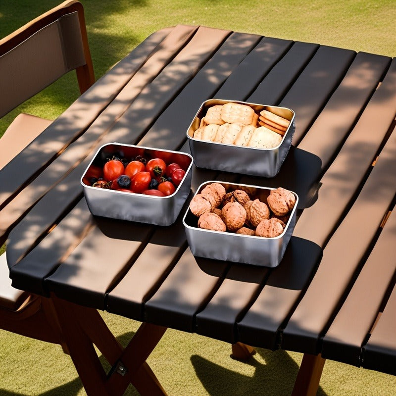 Food Storage Containers with Lids, Six-Piece Stainless Steel Square Set with Fitted Lids and Nested Storage Design