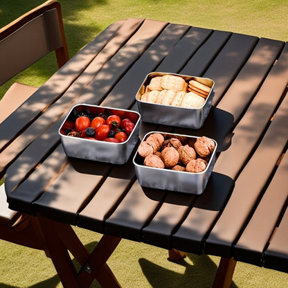 Food Storage Containers with Lids, Six-Piece Stainless Steel Square Set with Fitted Lids and Nested Storage Design