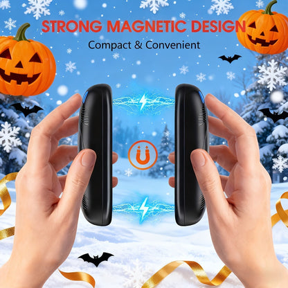 Magnetic Hand Warmer 2-in-1 Double Sided Heating – 3-Speed Temperature Control, Portable Pocket Heater for Skiing, Camping