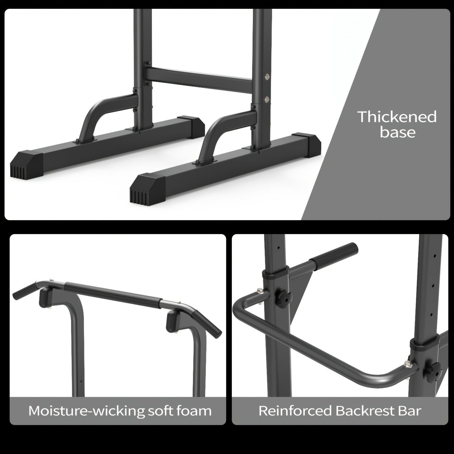 Power Tower Dip Station with Pull Up Bar – Adjustable Height Multi-Function Home Gym Strength Training Workout Station for Dips, Chin Ups