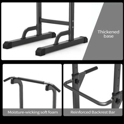 Power Tower Dip Station with Pull Up Bar – Adjustable Height Multi-Function Home Gym Strength Training Workout Station for Dips, Chin Ups