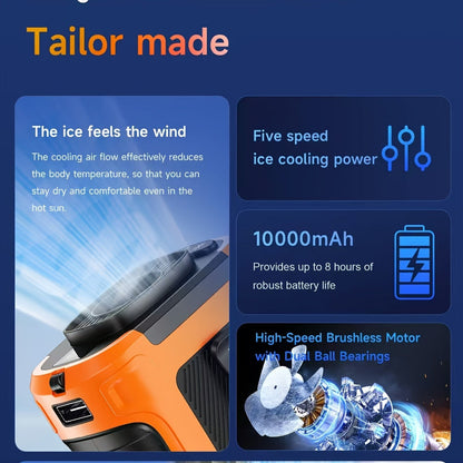 Wearable Neck Fan Rechargeable 10000mAh, 5-in-1 Portable USB Fan 22000RPM Brushless Motor, 5 Wind Speeds, LED Power Indicator