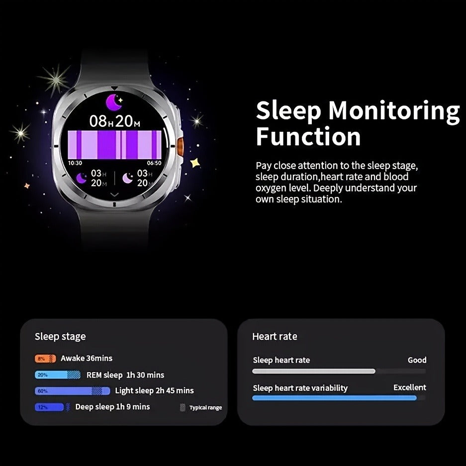 Smart Watch Round Fitness Display with Call and Message Alerts, 100+ Sport Modes and Three Band Colors