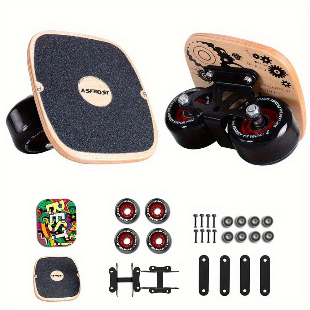 Split Drift Skateboard with PU Wheels & High-End Bearings | 7-Layer Maple Deck Anti-Slip Portable Roller Road Drift Skates Plate