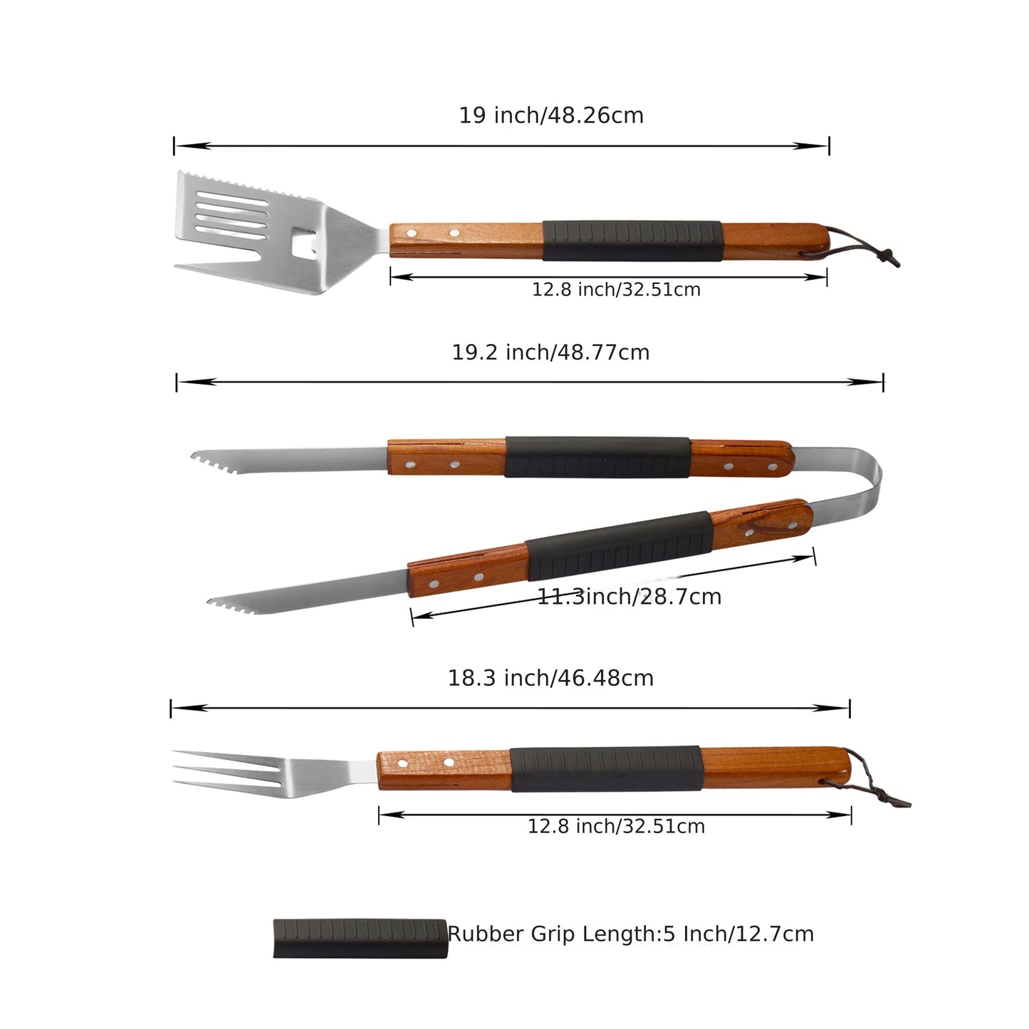 BBQ Grill Tool Set Stainless Steel – 430 Food-Grade Fork, Knife & Griddle Tools with Click Assembly Design