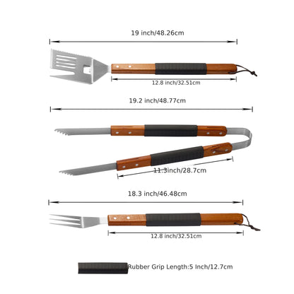 BBQ Grill Tool Set Stainless Steel – 430 Food-Grade Fork, Knife & Griddle Tools with Click Assembly Design