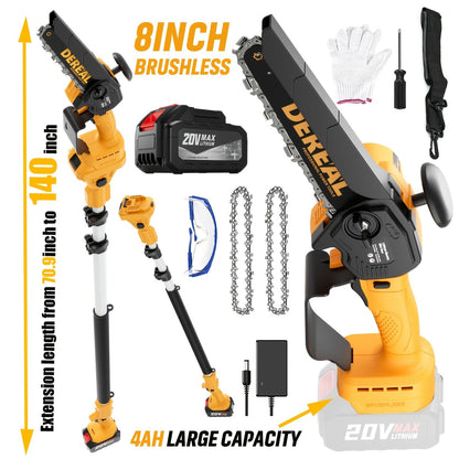 Mini Chainsaw Cordless 6-Inch Brushless with 20V 4.0Ah Rechargeable Battery, One-Hand Electric Handheld Chain Saw for Tree Trimming