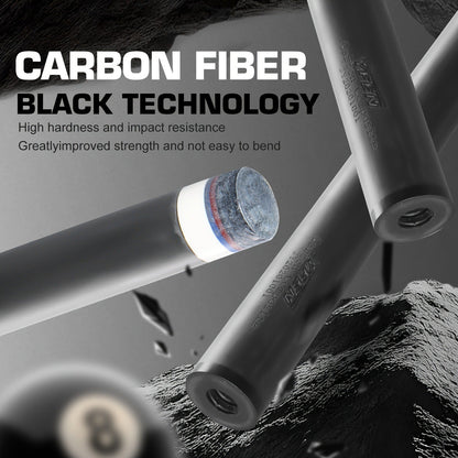 Carbon Fiber Pool Cue Stick Low Deflection Billiard Cue with 11.8mm 12.5mm Tip Pro-Taper Shaft Canadian Maple Butt Extension Compatible