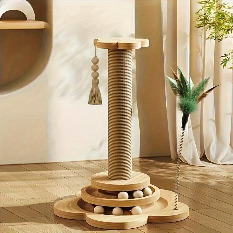 Cat Scratching Post Sisal Vertical Scratcher – Solid Wood Base, Wear-Resistant Rope, Multiple Styles: Standard, Mushroom & Dolphin Shapes