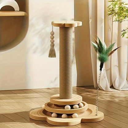Cat Scratching Post Sisal Vertical Scratcher – Solid Wood Base, Wear-Resistant Rope, Multiple Styles: Standard, Mushroom & Dolphin Shapes