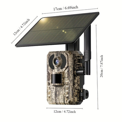 Solar Powered Trail Camera 4K Cellular – 4G LTE No WiFi, 0.2s Trigger, 82ft Night Vision, 120° Wide Angle