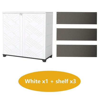 Outdoor Storage Cabinet with Doors & Metal Shelves, for Garden, Patio and Yard Use, with the Listed Configuration